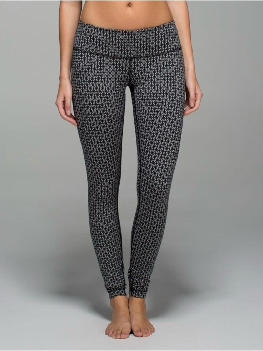 Lululemon Wunder Under Pant Leggings Full On Luon Geo Print Black Gray Grey Sz 4
